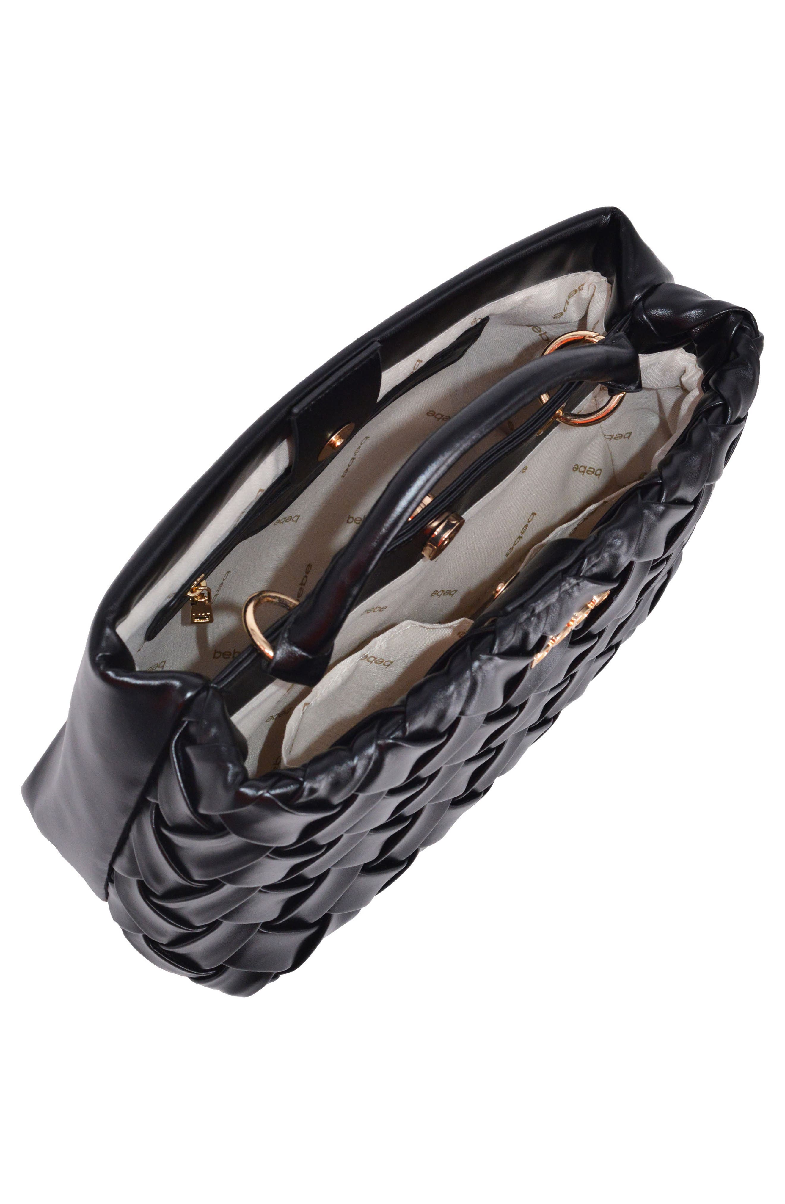 bebe Luca Satchel with Matching Wallet, Alternate, color, Black