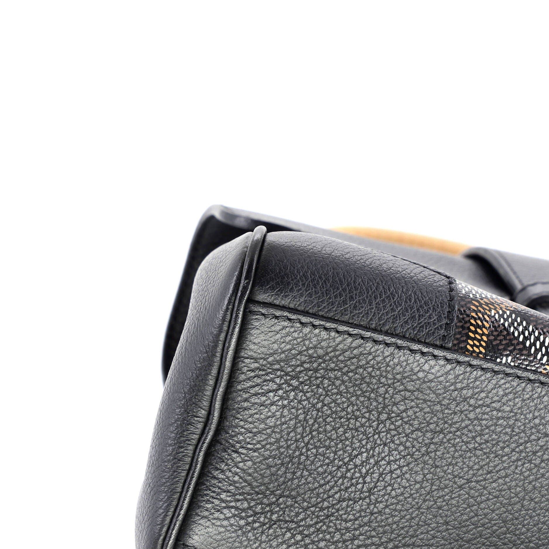 Pre-Owned Goyard Saigon Top Handle Bag Coated Canvas with Leather Mini, Alternate, color, Black