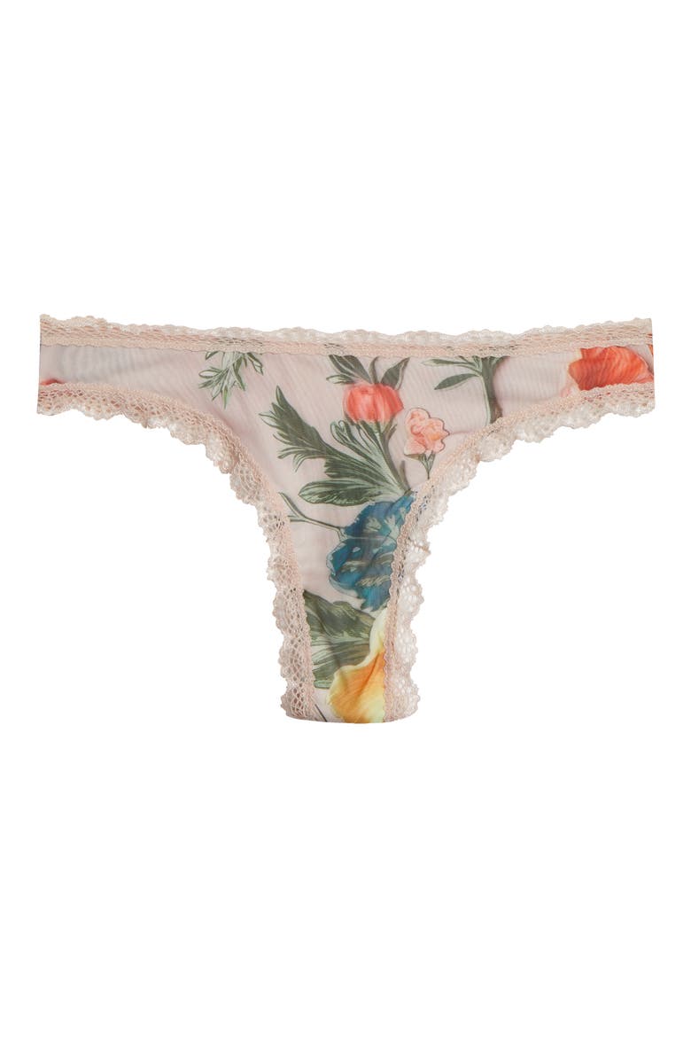 Lace Trim High Leg Thong, Alternate, color, 3D FLORAL