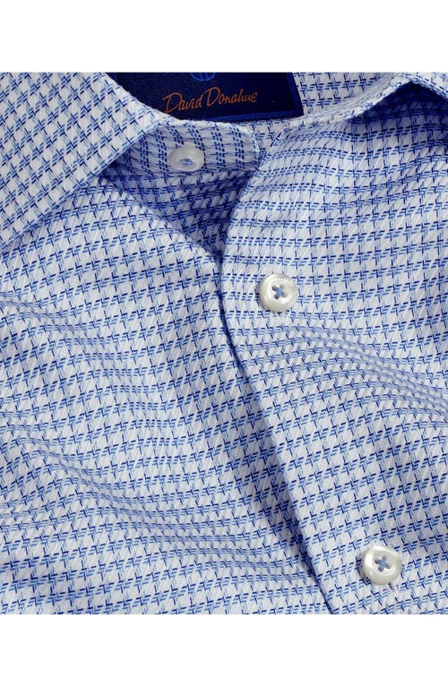 David Donahue Trim Fit Twill Texture Check Dress Shirt In Blue/sky