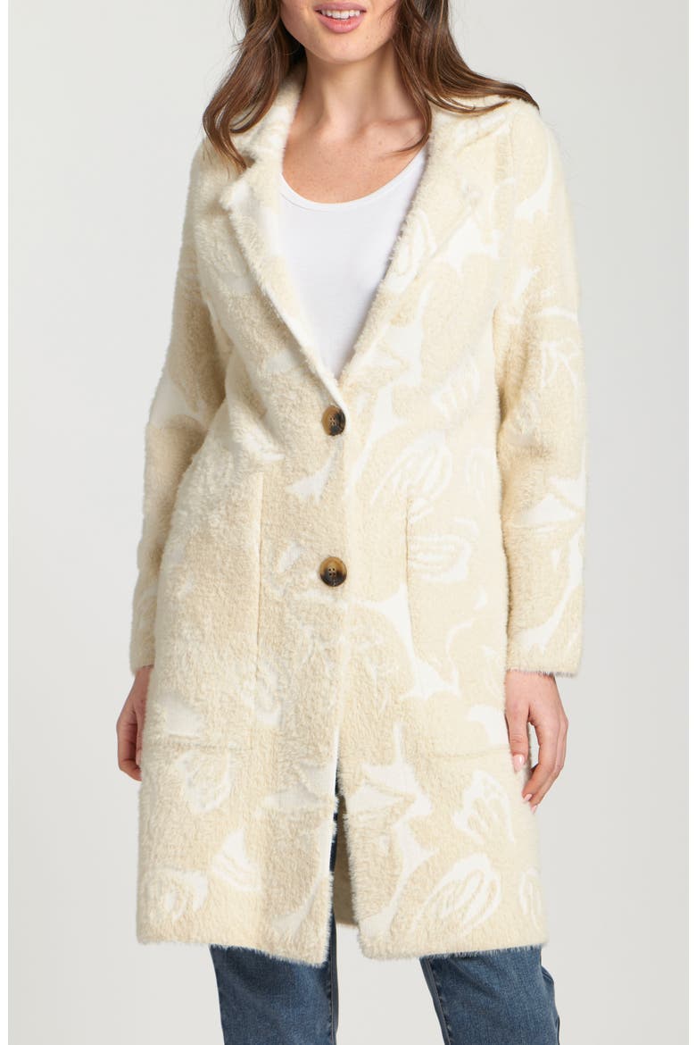 Longline Faux Fur Cardigan, Main, color, NATURAL