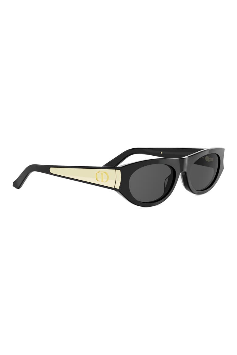'DiorGlow B2I 53mm Oval Sunglasses, Alternate, color, SHINY BLACK / SMOKE