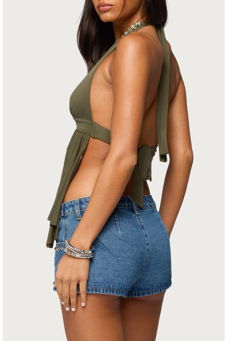 Skye Backless Split Halter Top, Alternate, color, OLIVE