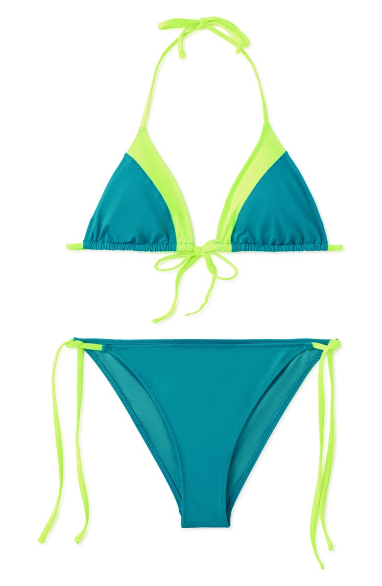 MANGO TEEN Two-Tone Two-Piece Swimsuit, Alternate, color,