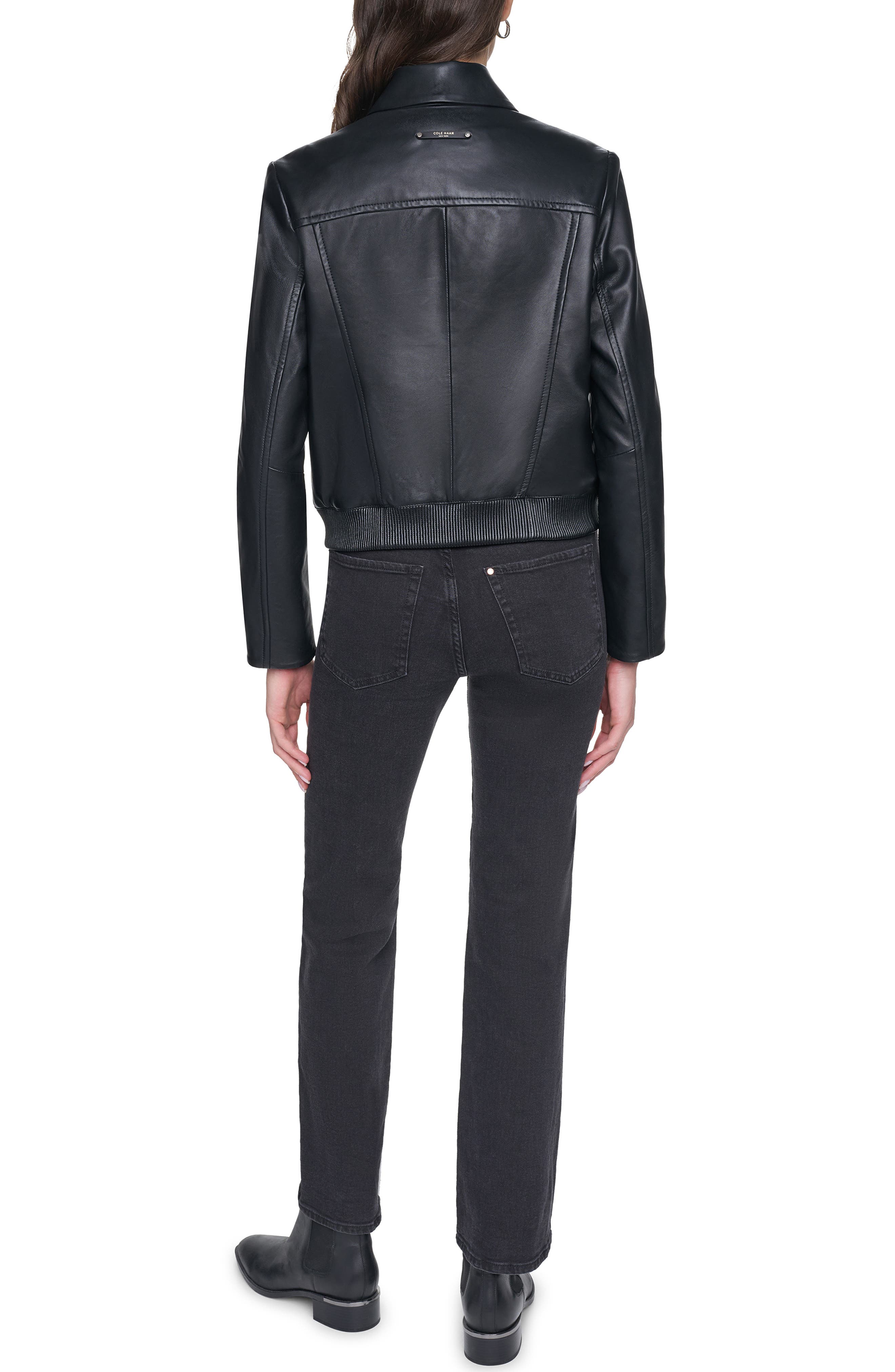Женские куртки Cole Haan Signature Leather Bomber Jacket — фото 7