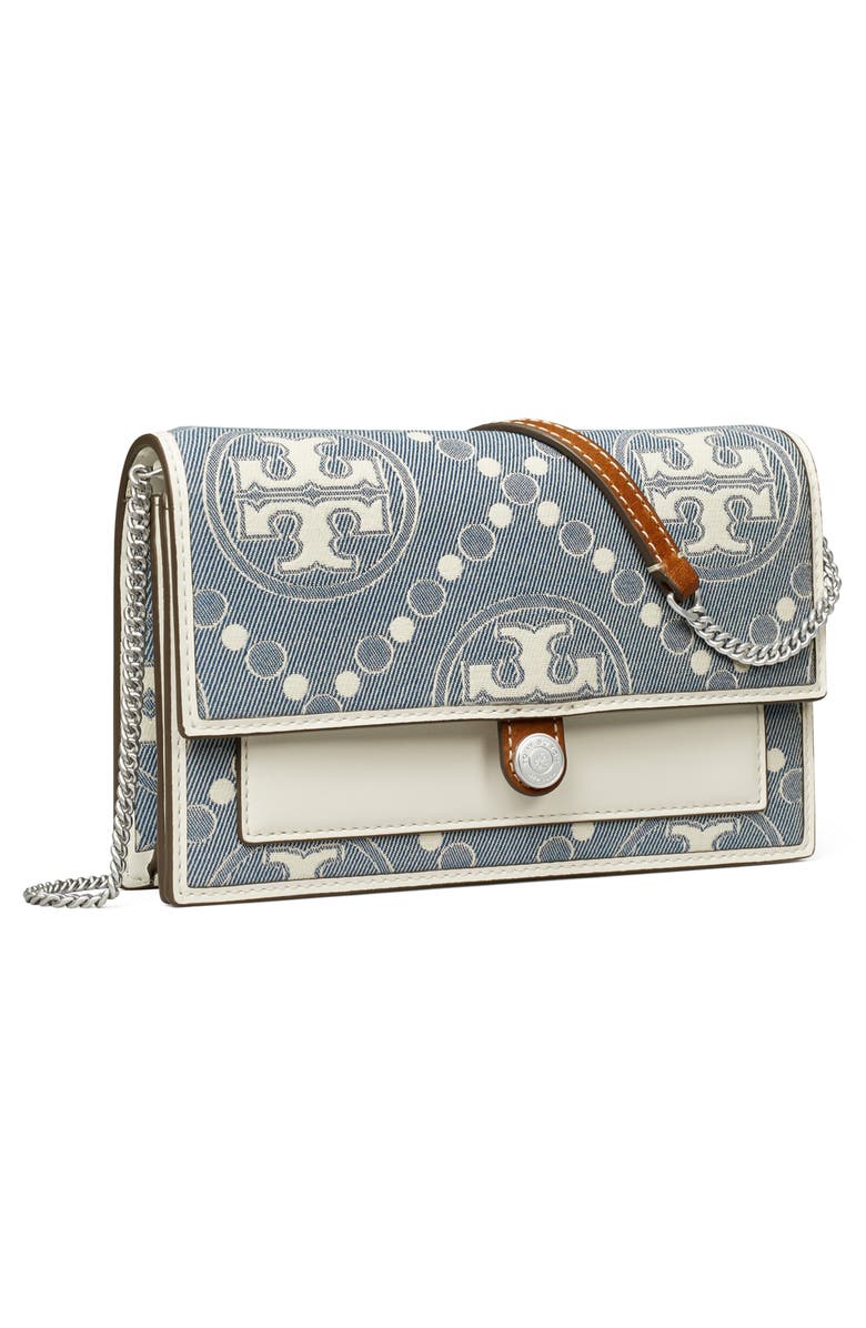 Tory Burch T Monogram Denim Wallet Crossbody, Alternate, color, 