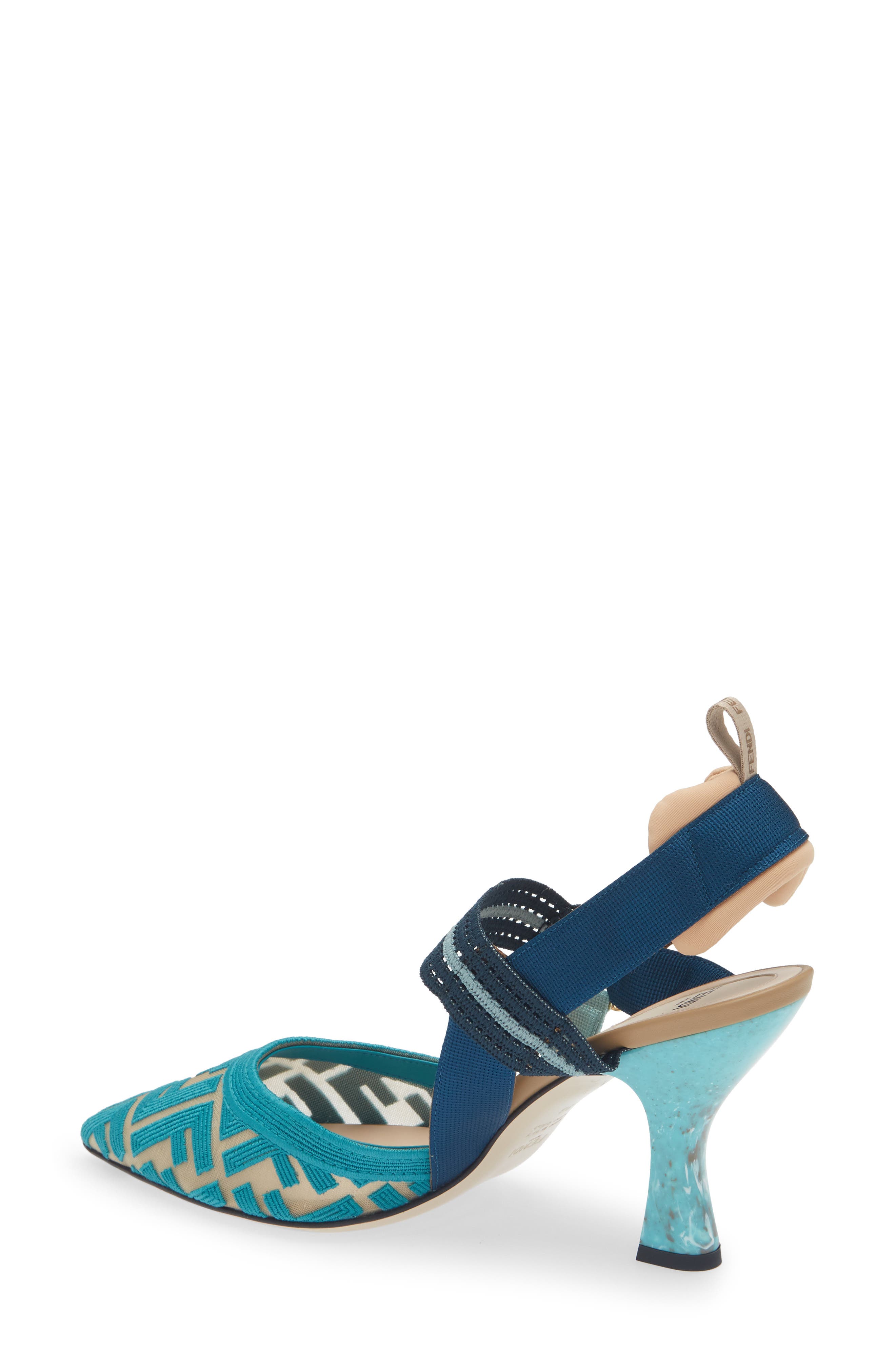 Fendi Colibri Mesh Slingback Pump, Alternate, color, Blue