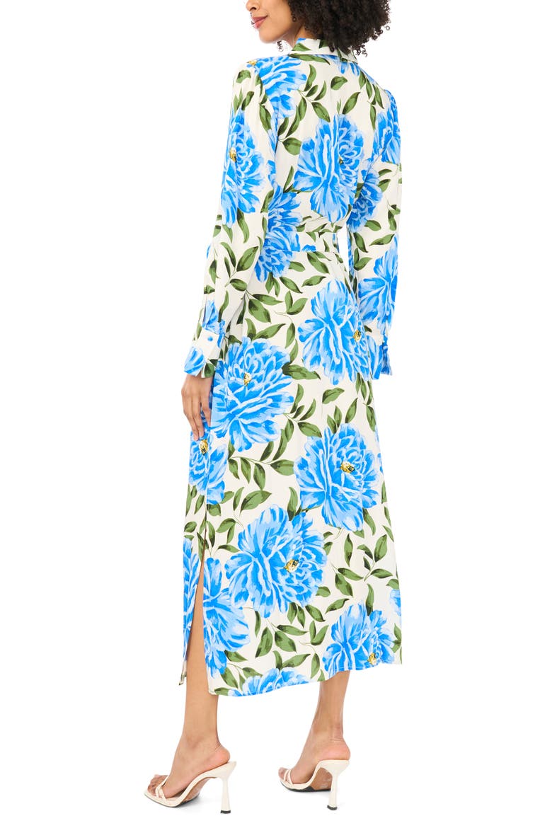 Print Tie Belt Maxi Shirtdress, Alternate, color, DEEP BLUE