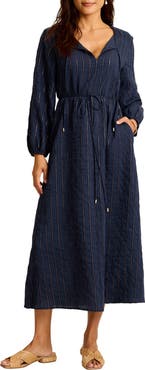 Tommy Bahama Metallic Stripe Long Sleeve Maxi Dress