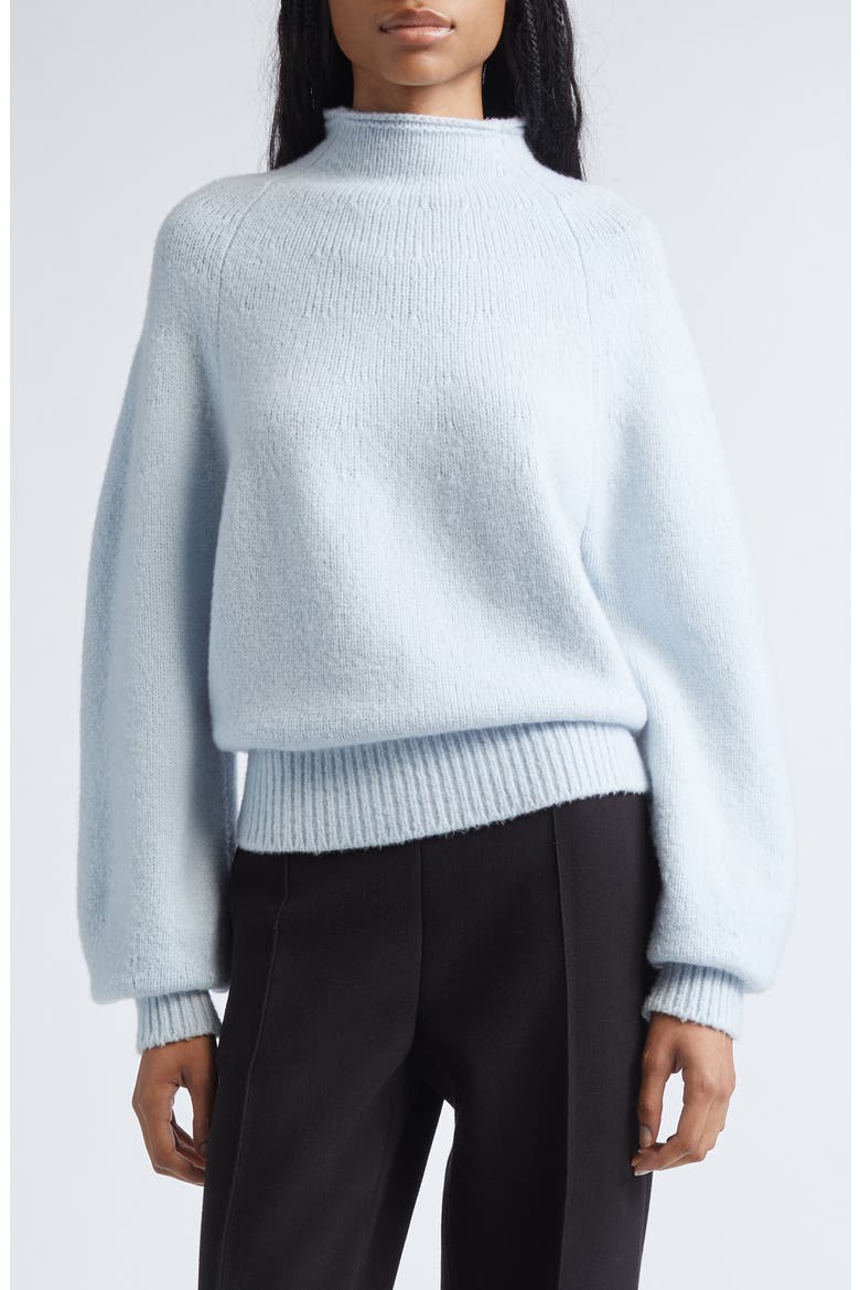 Cashmere Blend Funnel Neck Sweater, Main, color, LIGHT BLUE
