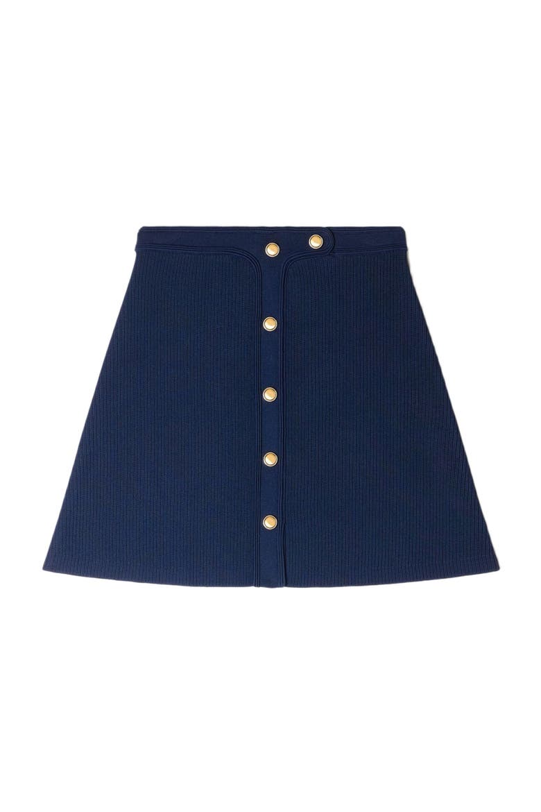Short ribbed skirt with press studs, Alternate, color, Navy blue