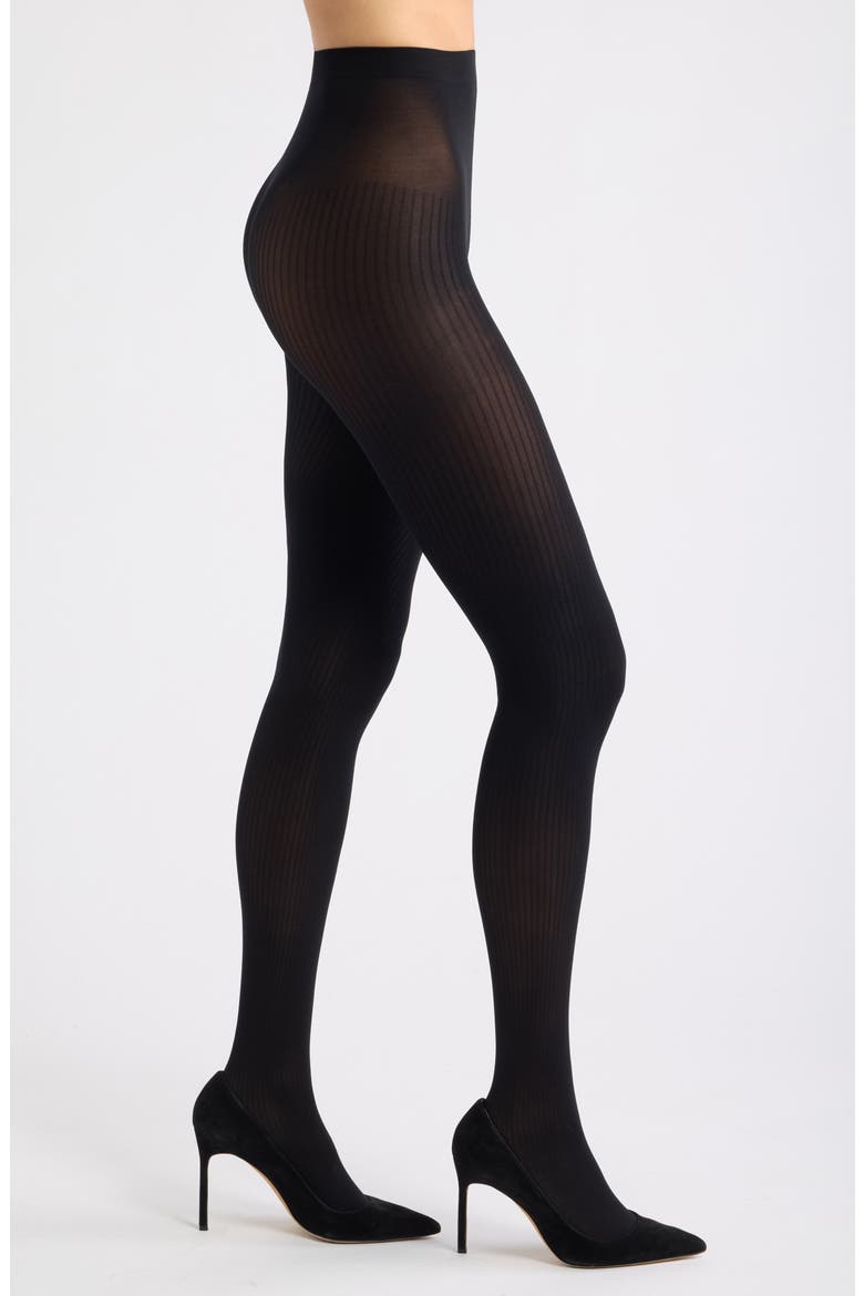 Control Top Rib Tights, Main, color, BLACK