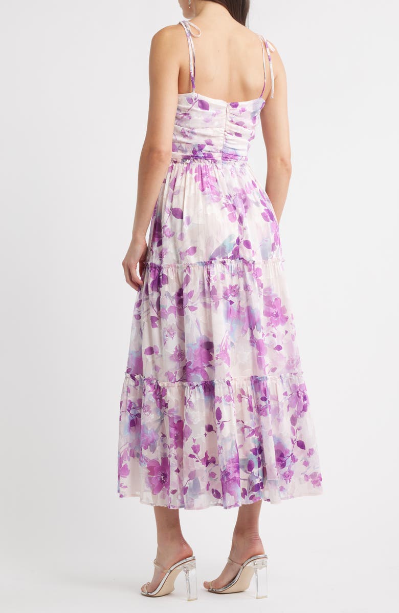 Chelsea28 Ruched Metallic Maxi Dress, Alternate, color, Pastel Watercolor Floral