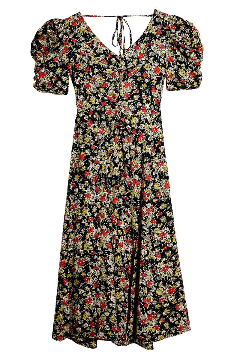 Topshop Grunge Floral Print Midi A-Line Dress, Alternate, color,