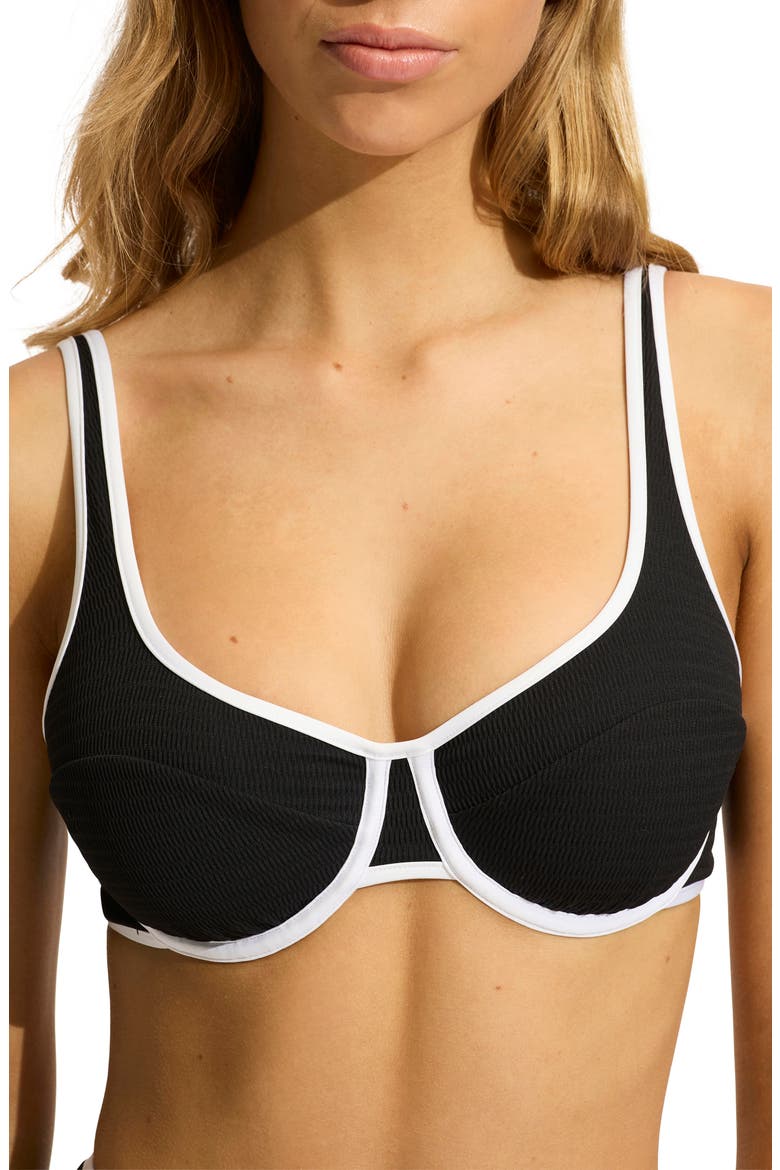 Beach Bound Colorblock Underwire Bikini Top, Alternate, color, BLACK