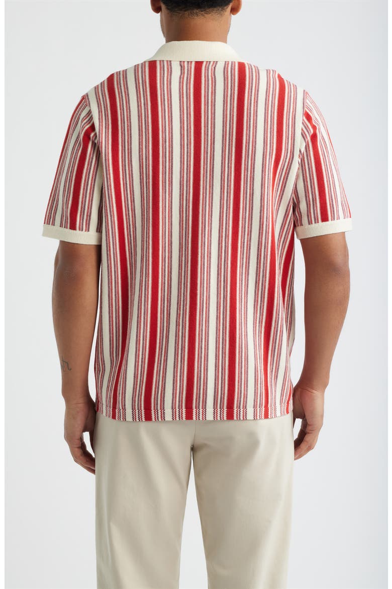 Ivy Stripe Knit Camp Shirt, Alternate, color, RUST / ECRU