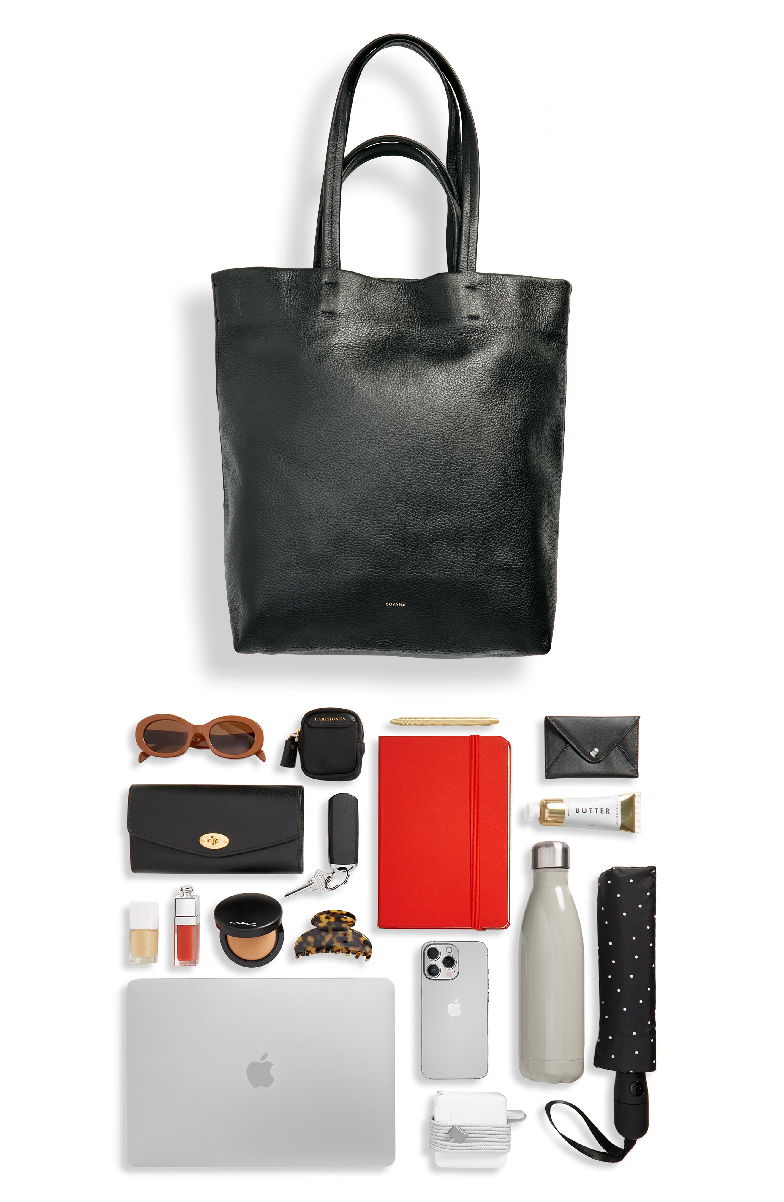 Tall Easy Leather Tote, Alternate, color, BLACK
