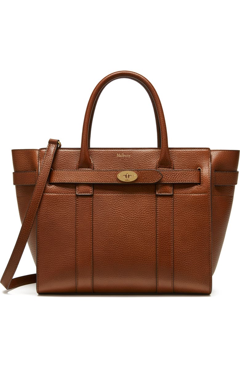 Mulberry Small Zipped Bayswater Leather Satchel, Main, color, Oak