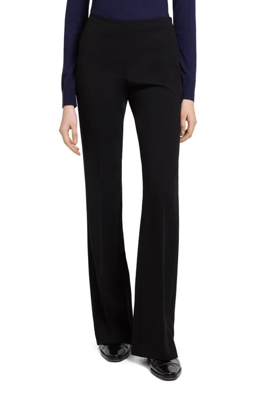 Theory Demitria Essential Crepe Flare Leg Pants in Black - 001 at Nordstrom