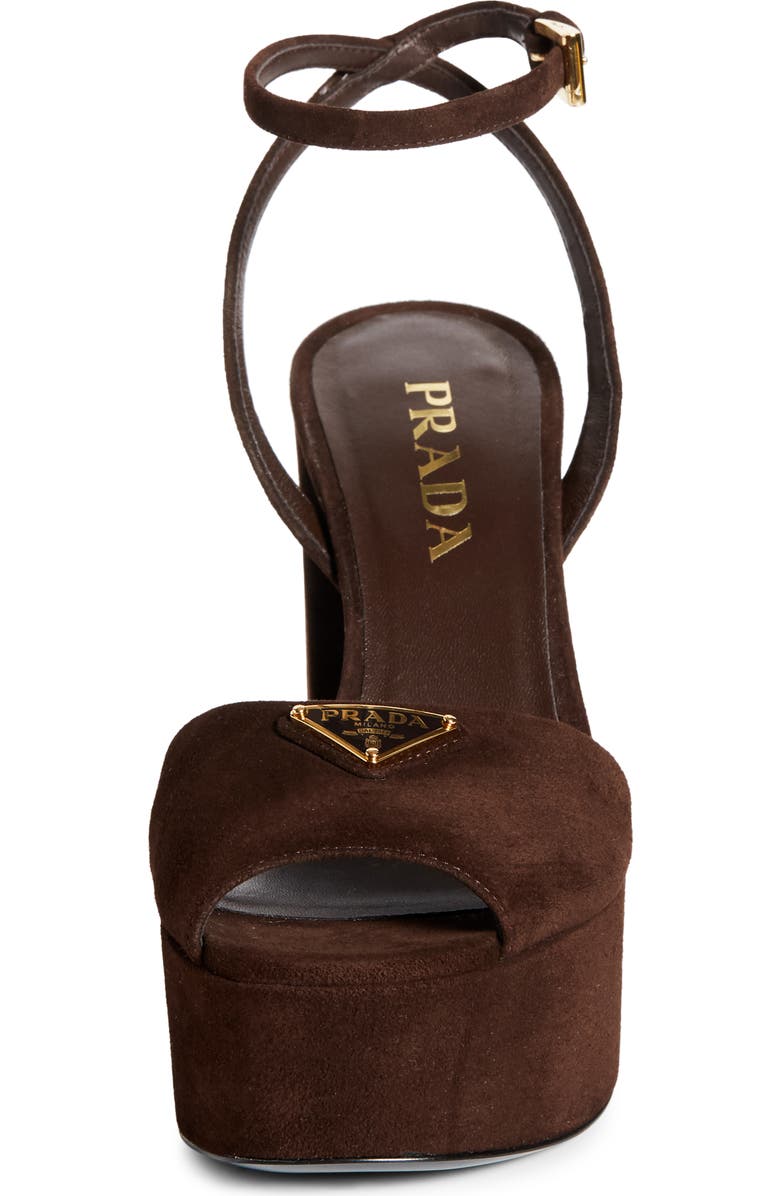 Prada Logo Platform Sandal, Alternate, color, Moro