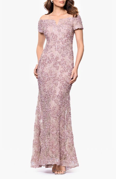 Soutache Lace Off the Shoulder Gown