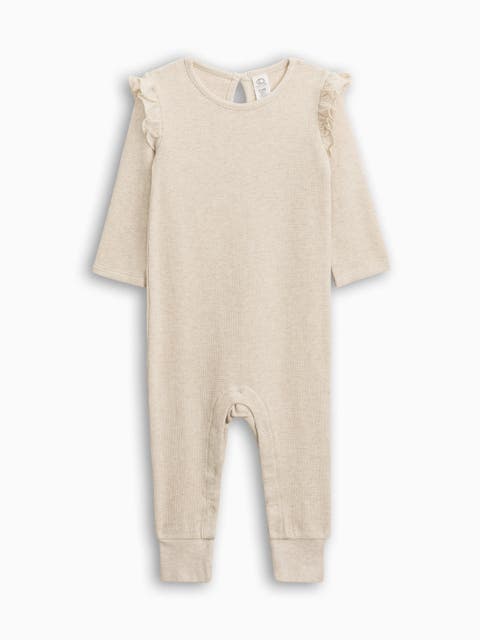 Mila Waffle Knit Flutter Romper (Baby)
