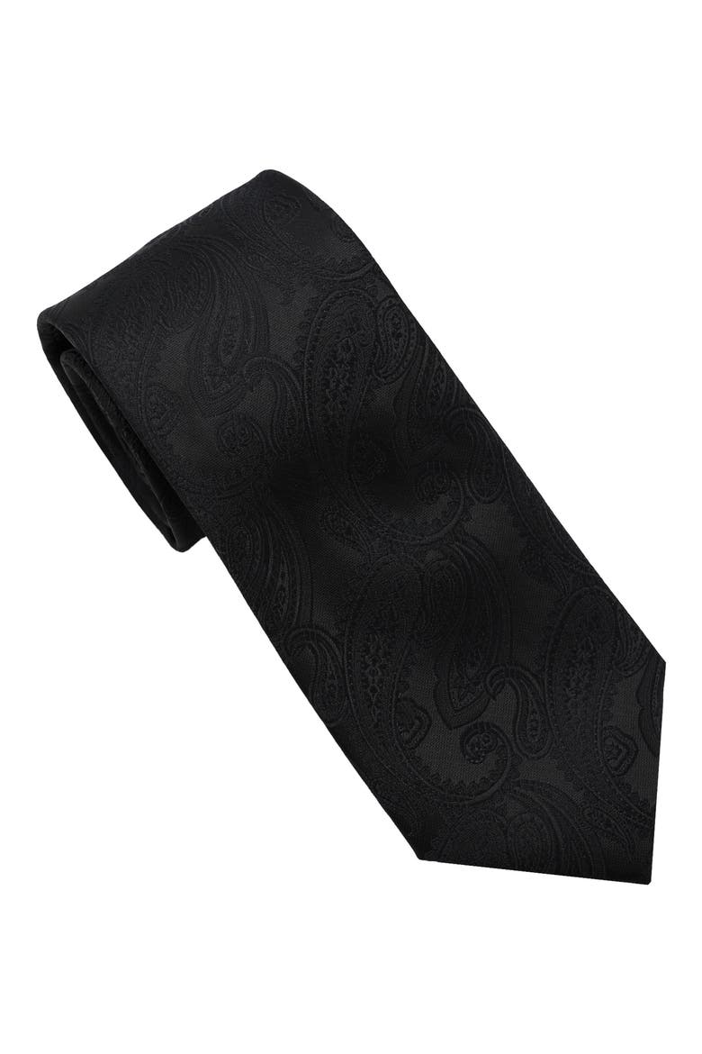 Paisley Jacquard Tie, Main, color, BLACK