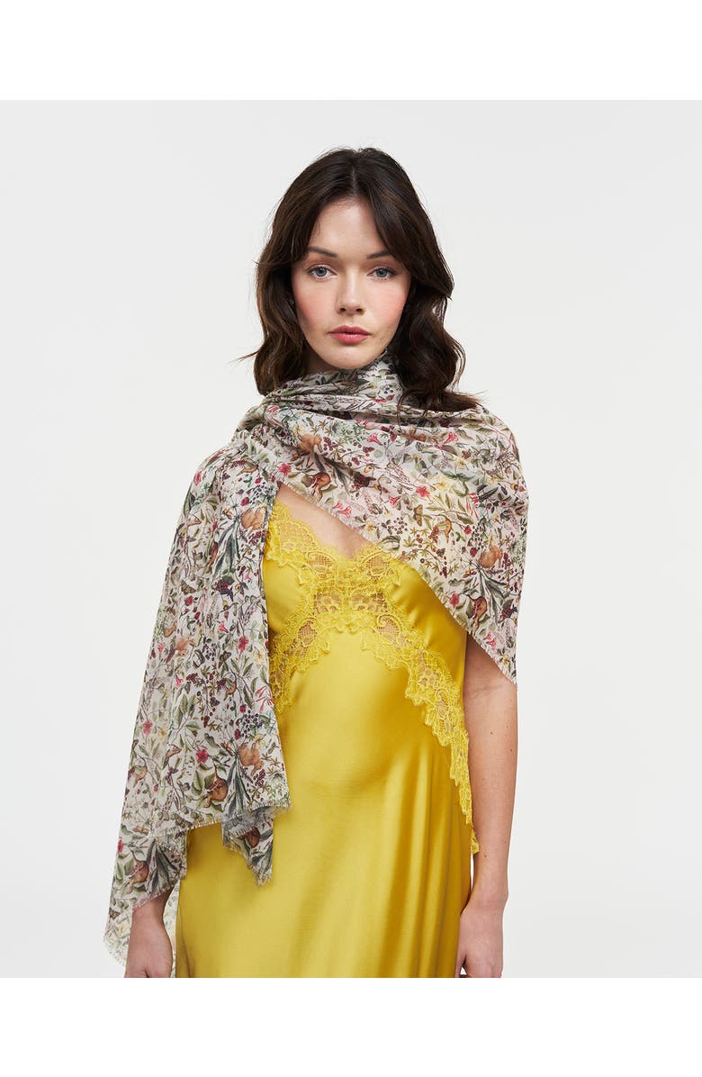 Fable England Garden Floral Lightweight Long Scarf, Alternate, color, Light Beige