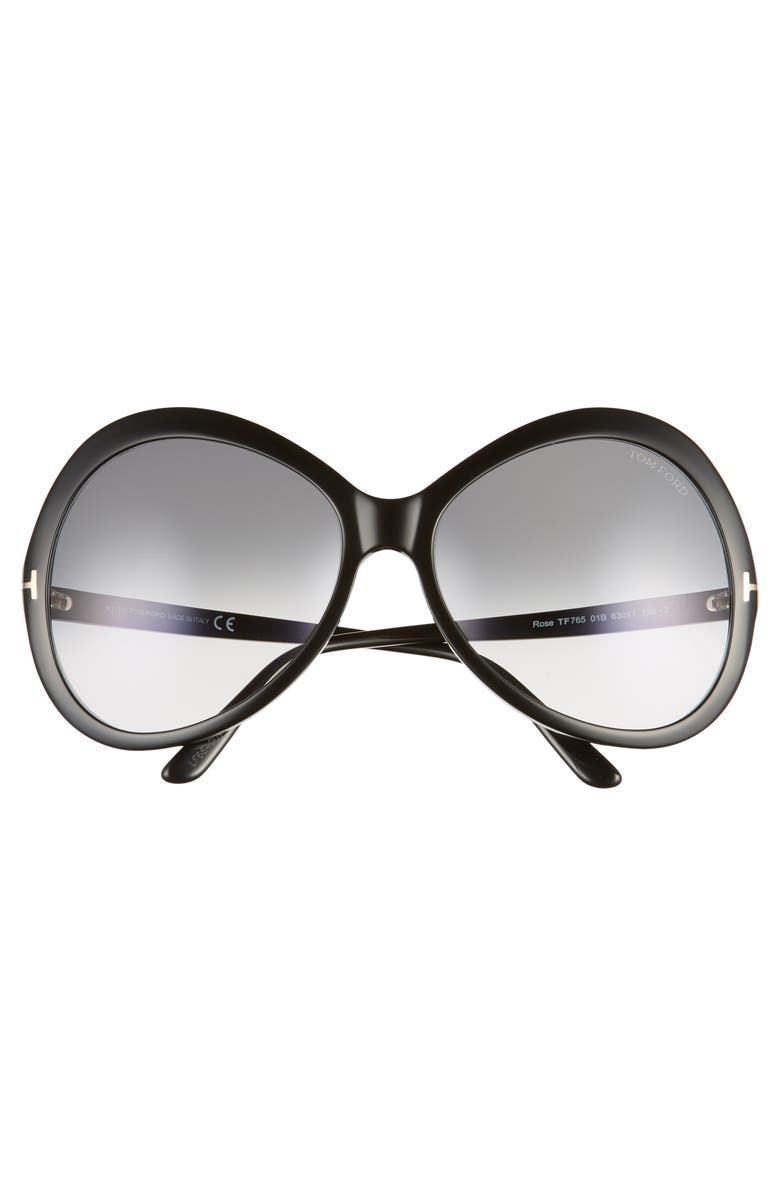 TOM FORD Rose 63mm Gradient Oversize Round Sunglasses, Alternate, color, 