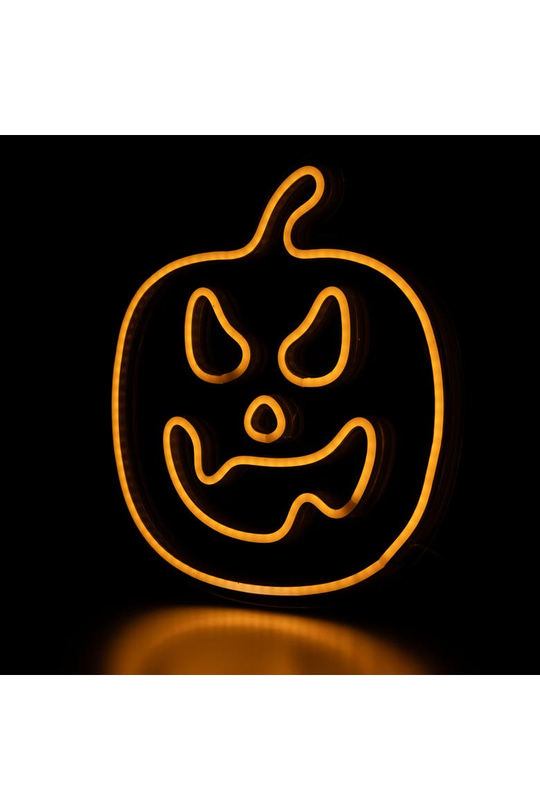 LED Jack-O-Lantern Neon Lighted Halloween Wall or Window Decoration - 15" - Orange, Alternate, color, Orange