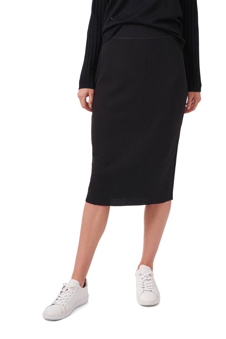 Rib Knit Pencil Skirt, Main, color, RICH BLACK
