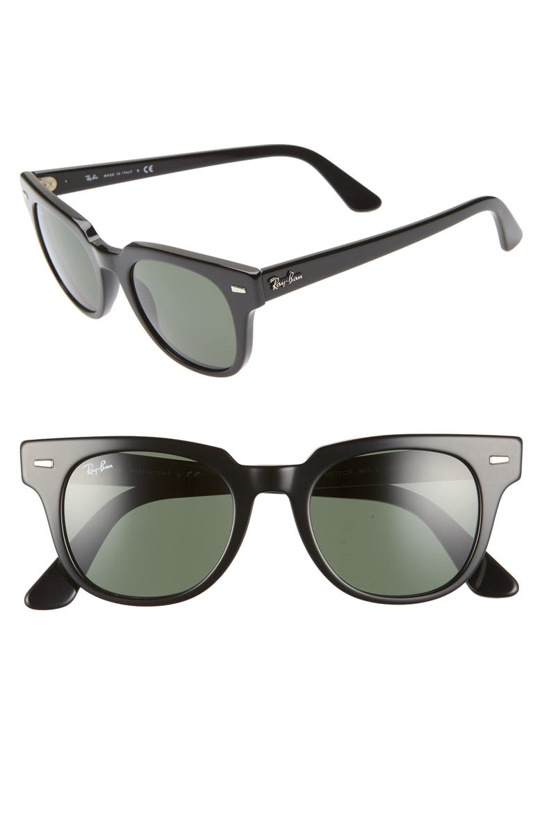Wayfarer 50mm Square Sunglasses, Main, color, BLACK