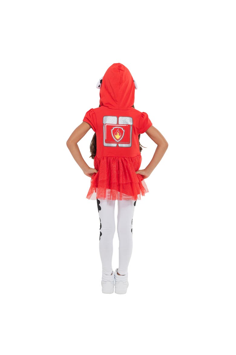 Hooded Tutu T-Shirt and Leggings Set, Alternate, color, Marshall Red White