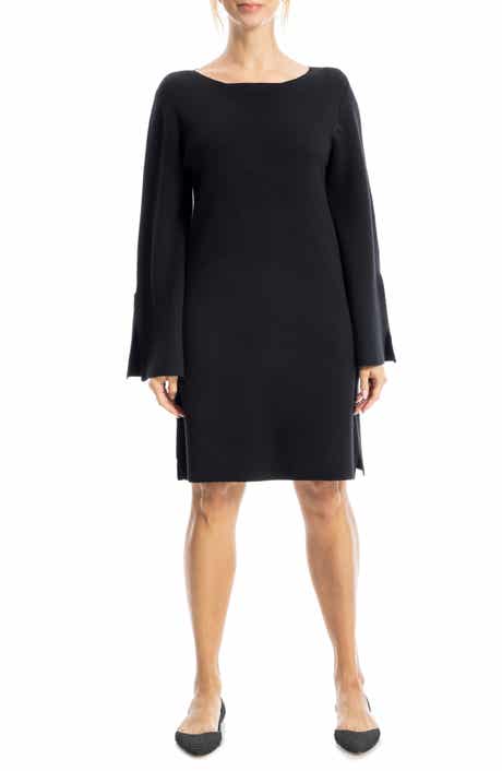 MAX STUDIO Boat Neck Flare Sleeve Sweater Dress