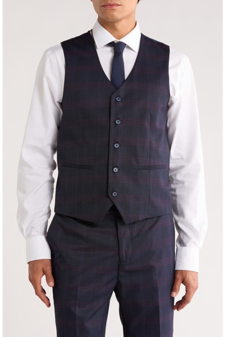 Navy Glen Plaid Mélange 3-Piece Suit, Alternate, color, NAVY