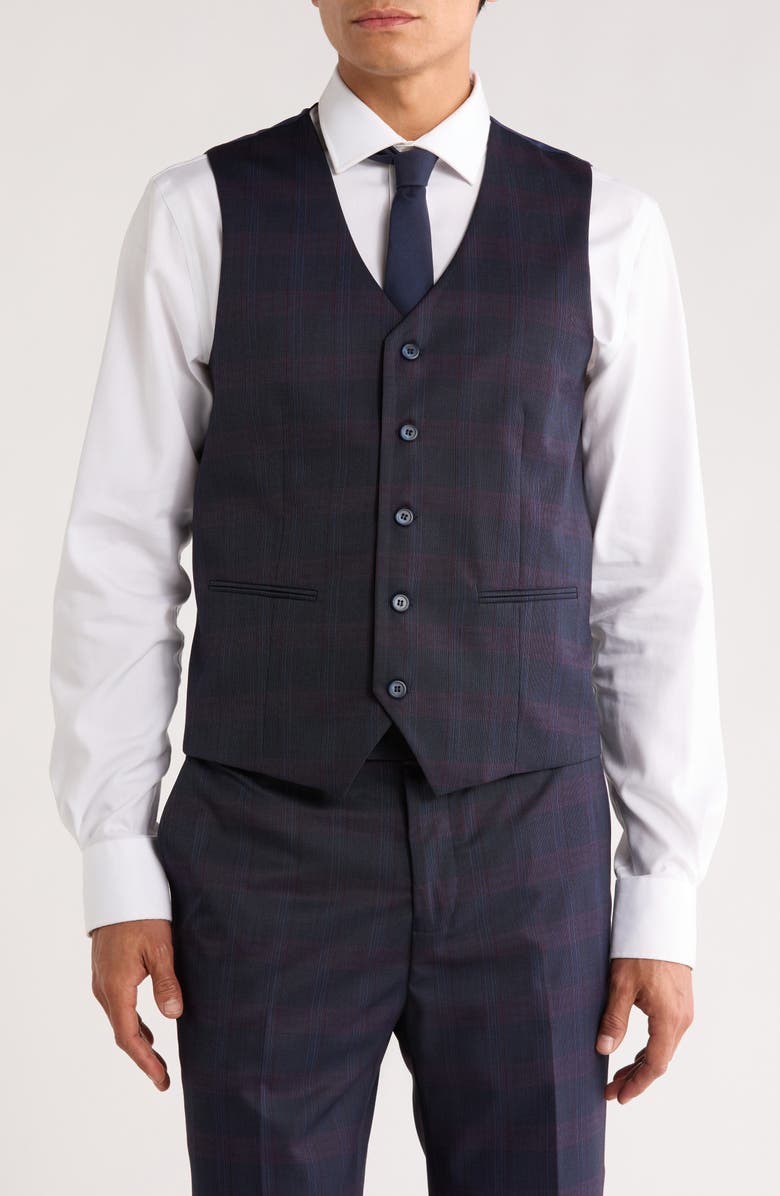 ZEGARIE Navy Glen Plaid Mélange 3-Piece Suit, Alternate, color, Navy