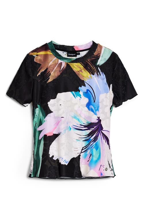 Desigual Texture Floral Top In Multi