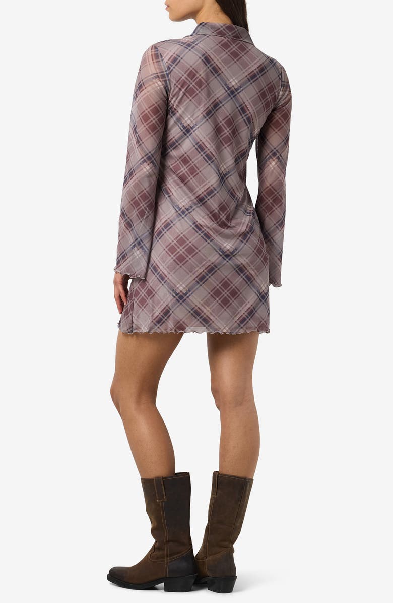 Noisy may Gracie Long Sleeve Mini Shirtdress, Alternate, color, Charcoal Gray Aop Ch