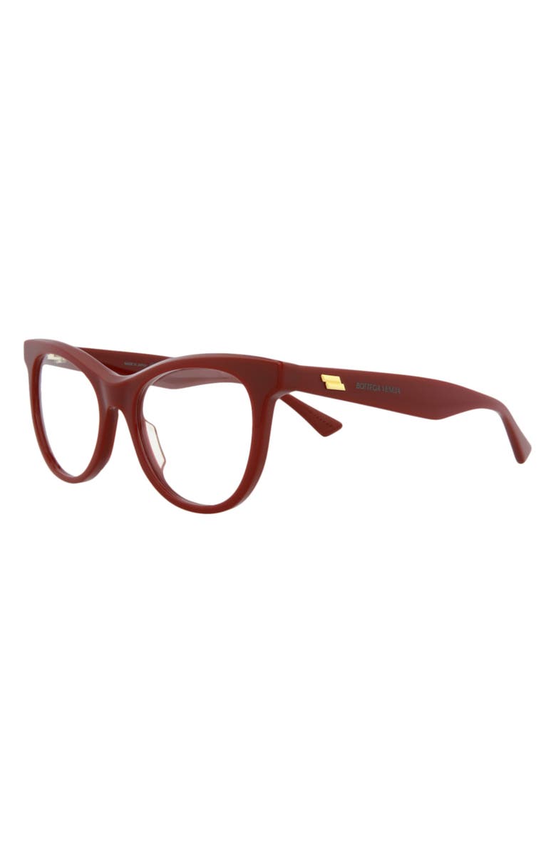 Bottega Veneta 52mm Cat Eye Optical Glasses, Alternate, color, Burgundy Burgundy Transparent