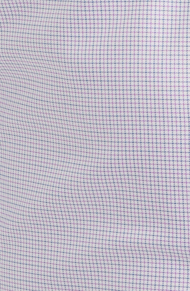 Lorenzo Uomo Trim Fit Mini Grid Textured Cotton Dress Shirt, Alternate, color, White/ Purple