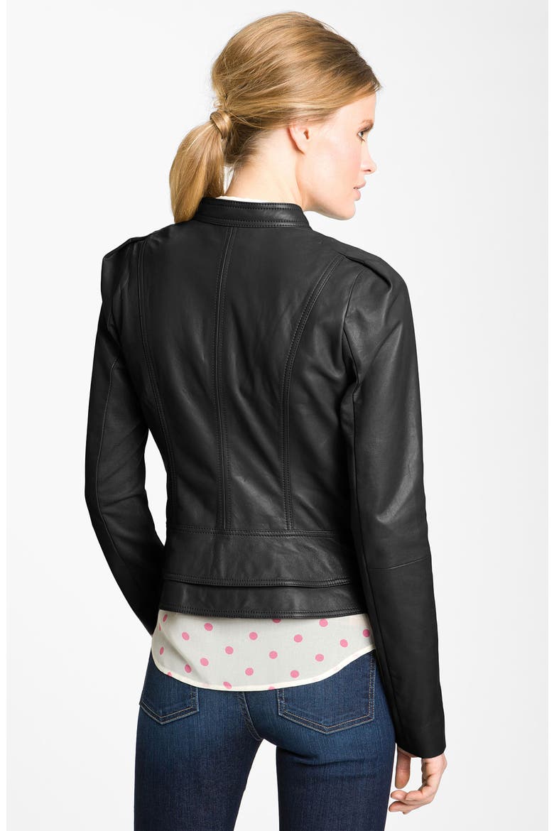 Hinge® Fitted Leather Jacket, Alternate, color, BLACK