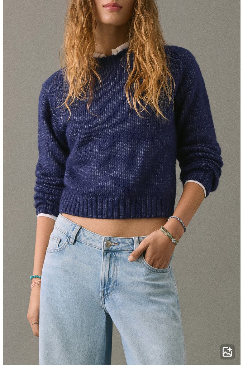 Embroidered Marled Sweater, Main, color, BLUE