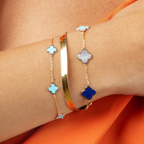 The Lovery Fine Jewelry Mini Turquoise Clover Bracelet In Blue