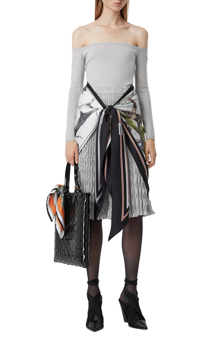 Burberry Logo Monkey Print Silk Scarf, Alternate, color,