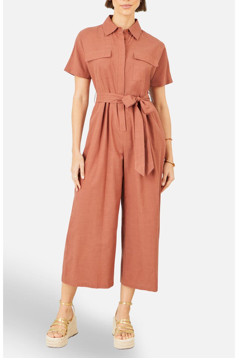 Utility Relaxed Fit Jumpsuit, Alternate, color, Brown