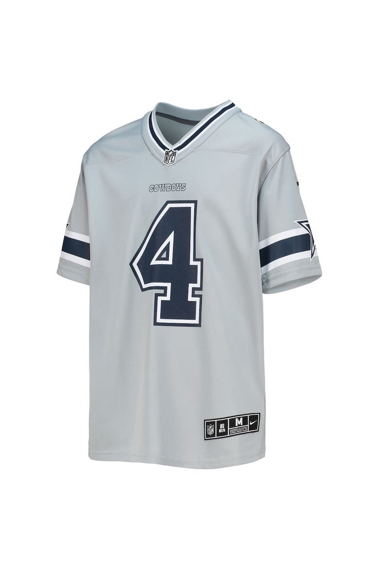 Youth Nike Dak Prescott Silver Dallas Cowboys Inverted Team Game Jersey, Alternate, color, Gray