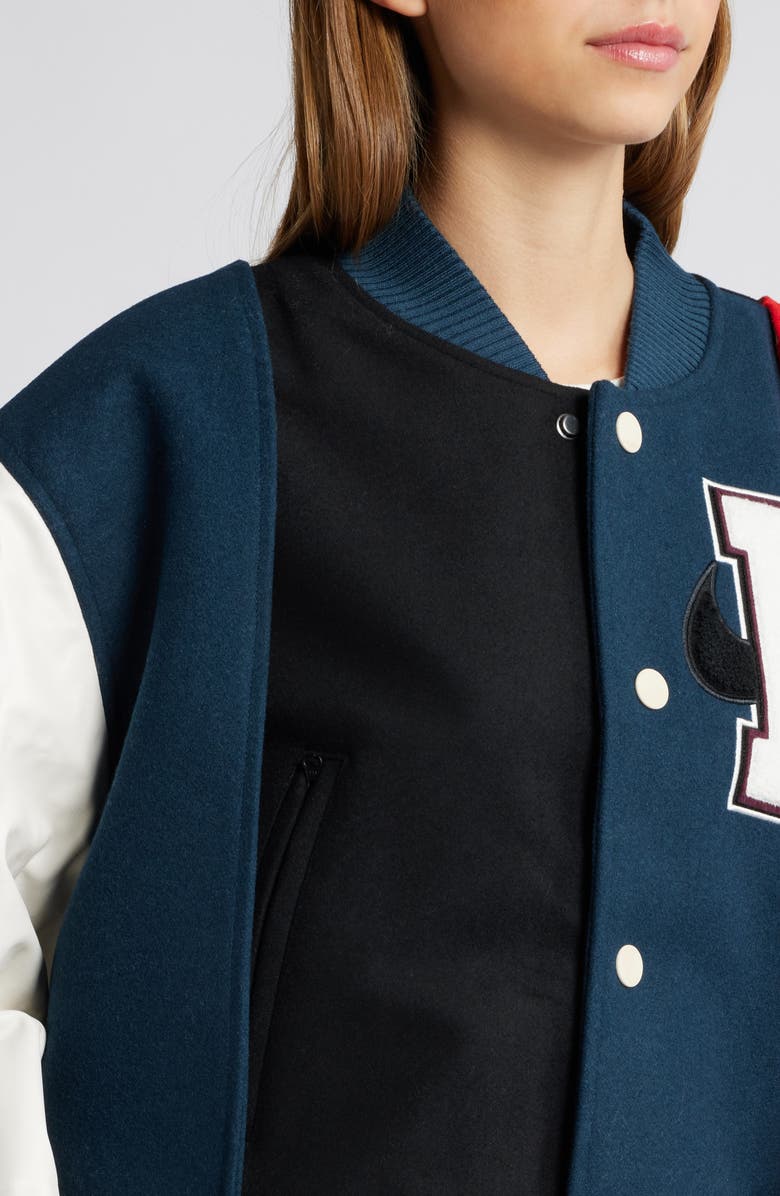 Nike x Yoon Ahn Varsity Bomber Jacket, Alternate, color, Black/ Navy/ Phantom/ White