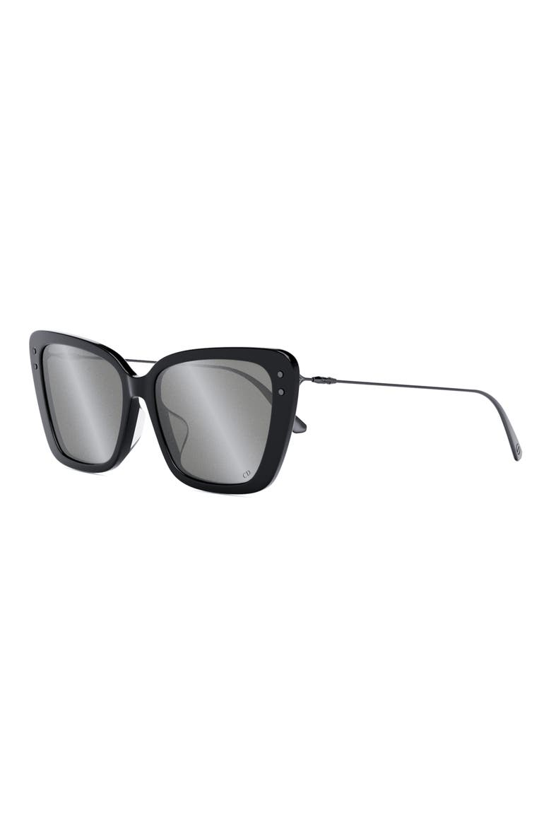 MissDior B5I 54mm Butterfly Sunglasses, Alternate, color, SHINY BLACK / SMOKE MIRROR