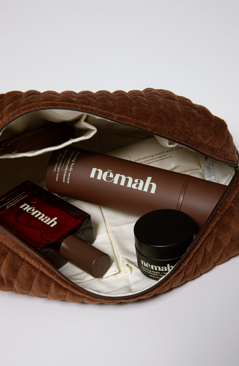 Nēmah The Velvet Beauty Bag, Alternate, color, Brown