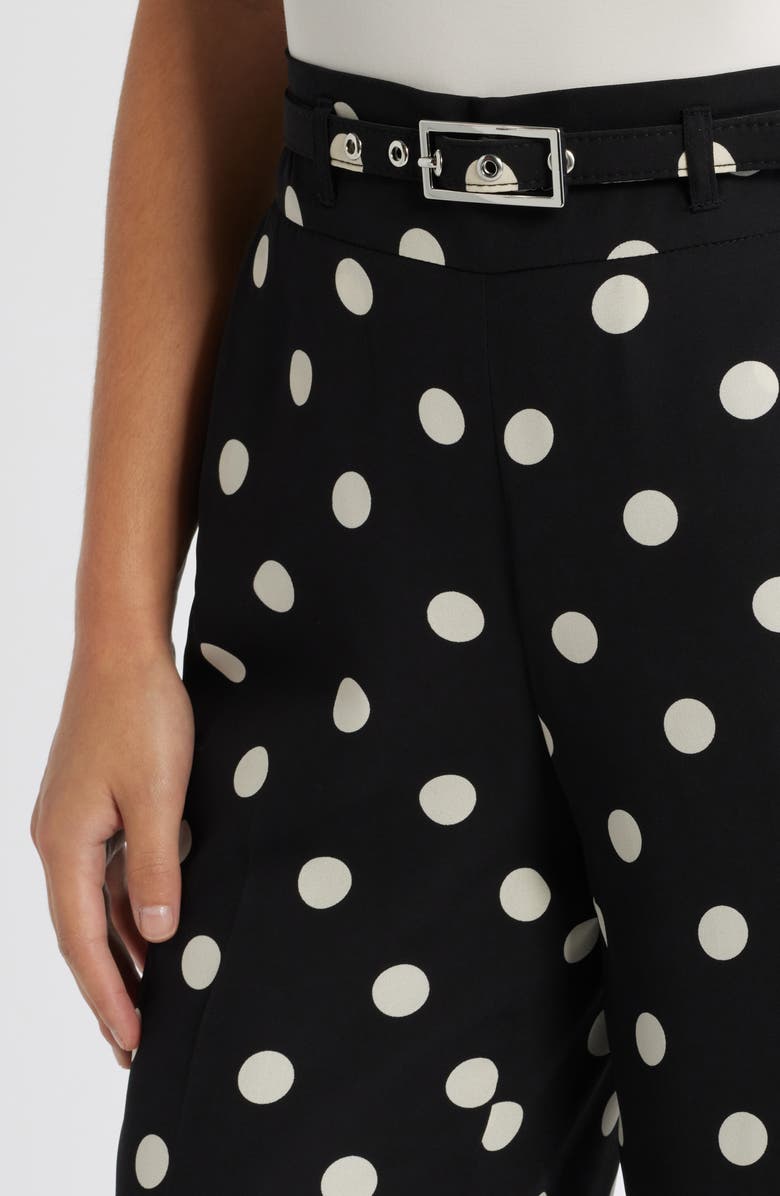 Anne Klein Belted High Waist Polka Dot Wide Leg Pants, Alternate, color,